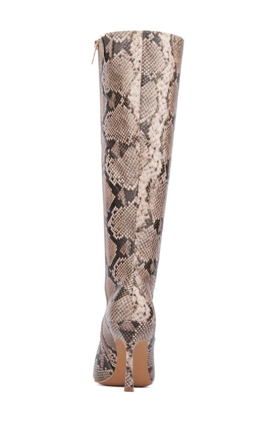 New York And Company Krystelle Knee High Boot In Beige Snake