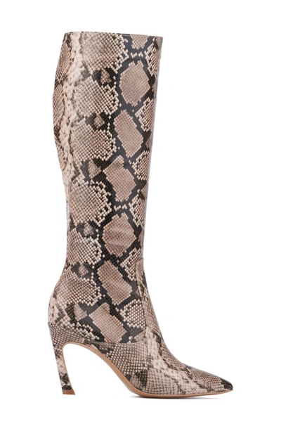 New York And Company Krystelle Knee High Boot In Beige Snake