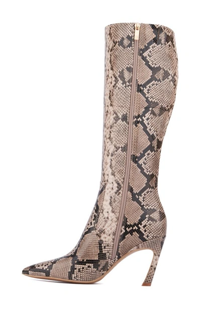 New York And Company Krystelle Knee High Boot In Beige Snake