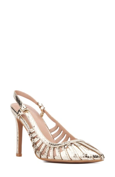 New York And Company Womens Magdalene- Metallic Sling Back Heels Pumps In Gold