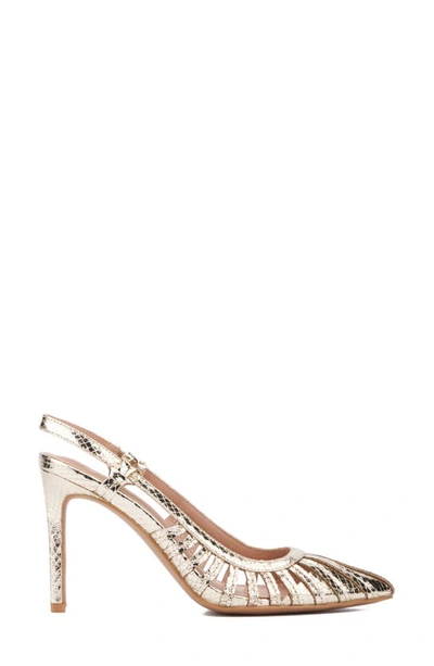 New York And Company Womens Magdalene- Metallic Sling Back Heels Pumps In Gold
