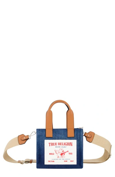 Shop True Religion Brand Jeans Mini Denim Tote Bag In Navy