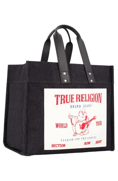 Shop True Religion Brand Jeans Large Denim Tote Bag In Black