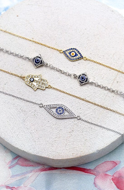Bling Jewelry Turkish Evil Eye Link Bracelet In Navy