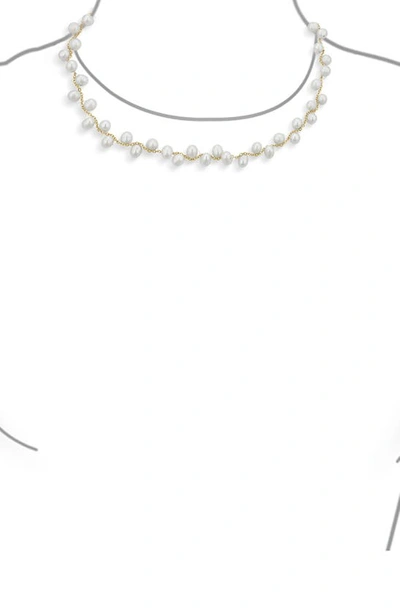 Bling Jewelry 5-5.5mm Cultured Freshwater Pearl Cluster Necklace In White