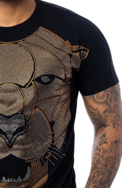 Shop X-ray Rhinestone Saber Tooth Tiger Stretch Cotton Graphic T-shirt In Black