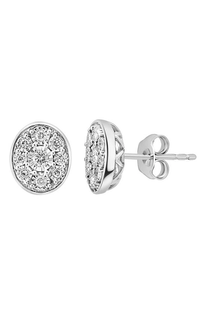 Shop Effy Sterling Silver Diamond Oval Stud Earrings