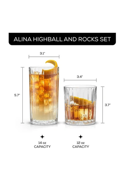 Joyjolt Alina 8-piece Highball & Rocks Glasses In Clear