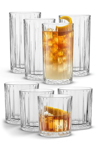 Joyjolt Alina 8-piece Highball & Rocks Glasses In Clear