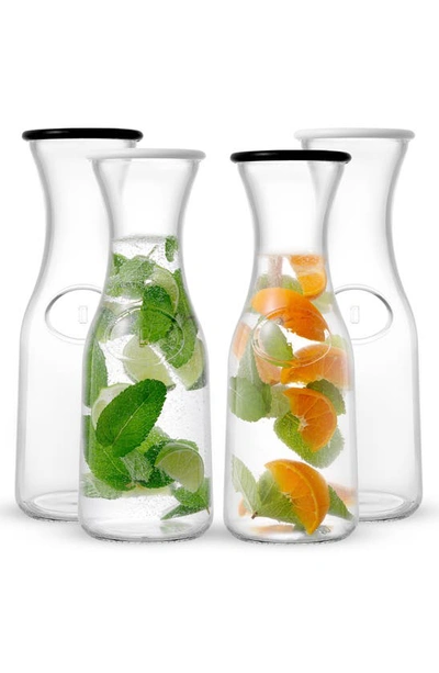 Joyjolt Hali Set Of 4 Glass Carafe In Clear