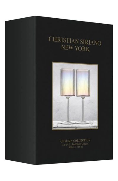 Joyjolt Christian Siriano Set Of 2 Stunning Chroma Iridescent Wine Glasses In Clear