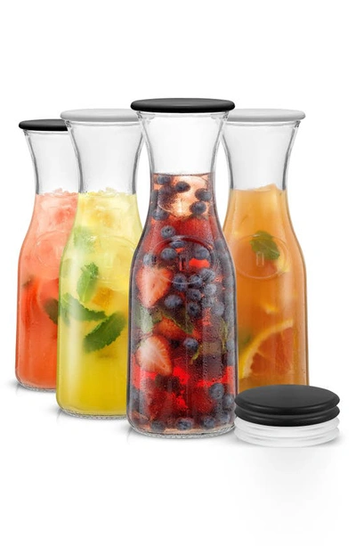 Joyjolt Hali Set Of 4 Glass Carafe In Clear