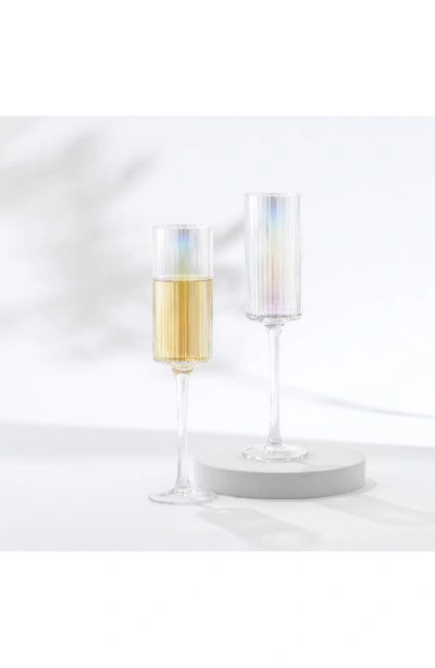 Shop Joyjolt Christian Siriano Set Of 2 Stunning Chroma Iridescent White Wine Glasses In Clear