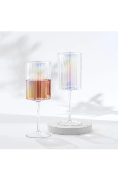 Joyjolt Christian Siriano Set Of 2 Stunning Chroma Iridescent Wine Glasses In Clear