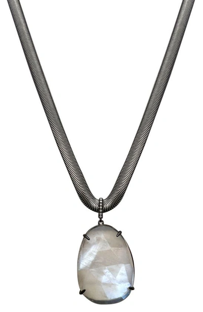 Adornia Fine Organic Cut Moonstone Pendant Necklace In Silver