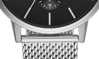 Shop Ax Armani Exchange Multifunction Mesh Bracelet Watch, 42mm In Silver