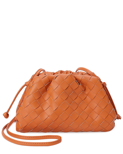Shop Tiffany & Fred Woven Leather Crossbody In Orange