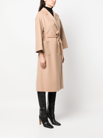 Shop Arma Wool Tied-waist Coat In Brown