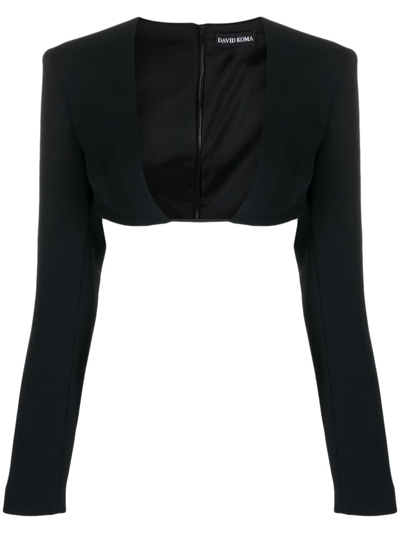 Shop David Koma Plunging-neck Crop Top In Black