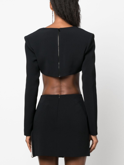 Shop David Koma Plunging-neck Crop Top In Black