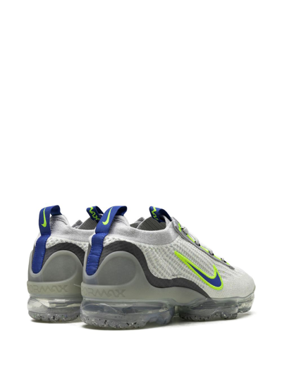 Shop Nike Air Vapormax 2021 Fk "white Royal Volt" Sneakers In Grey