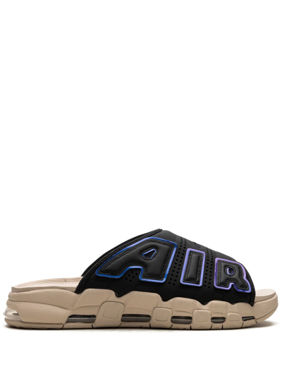 Shop Nike Air More Uptempo "black Sanddrift Iridescent" Slides