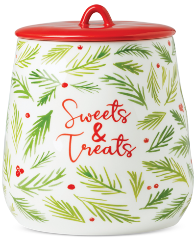 Shop Lenox Bayberry Porcelain Sweets & Treats Cookie Jar In Red  Green And Ivory