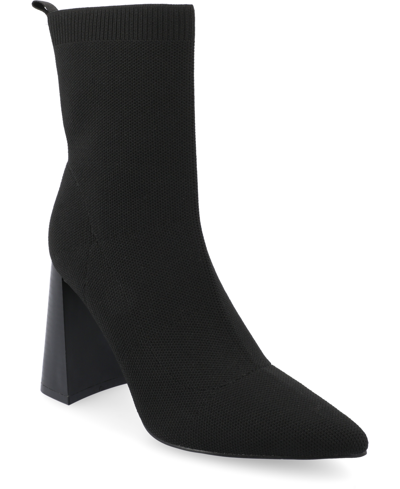 Shop Journee Collection Women's Noralinn Knit Block Heel Booties In Black