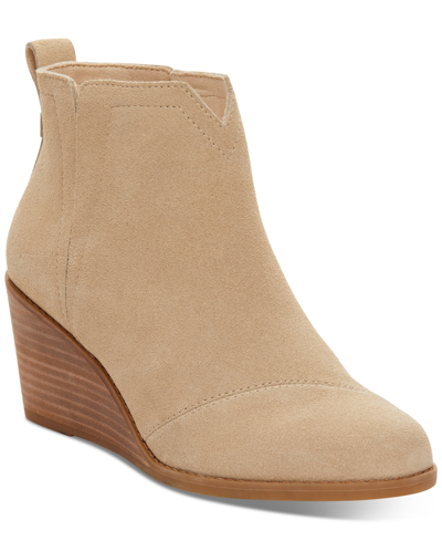 Shop Toms Women's Clare Slip On Wedge Booties In Oatmeal Suede