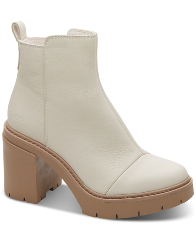 Shop Toms Women's Rya Lug Sole Block Heel Platform Booties In Light Sand Leather