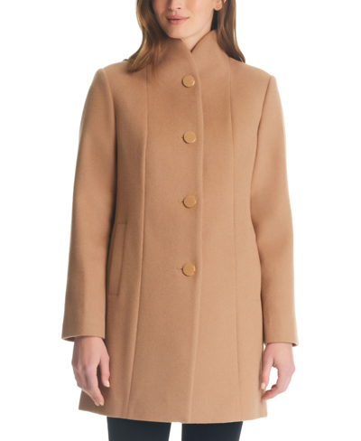 Shop Kate Spade Women's Stand-collar Wool Blend Coat, Created For Macy's In Camel