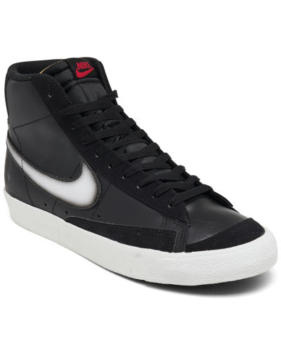 Shop Nike Men's Blazer Mid '77 Vintage-inspired Casual Sneakers From Finish Line In Black/white