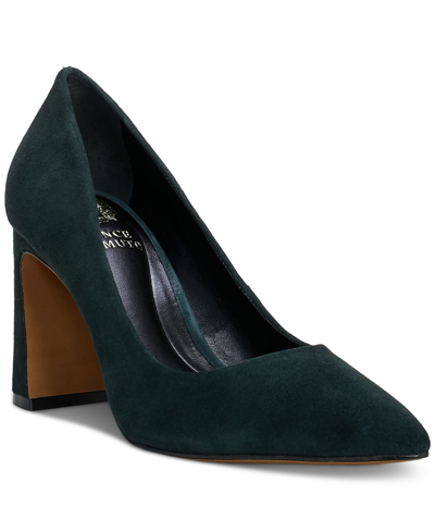 Shop Vince Camuto Women's Dalmanara Pointed-toe Pumps In Evergreen Suede