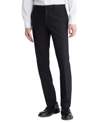 Shop Calvin Klein Men's Slim-fit Stretch Suit Pants In Black Beauty
