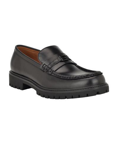 Shop Guess Men's Diolin Branded Lug Sole Dress Loafers In Black