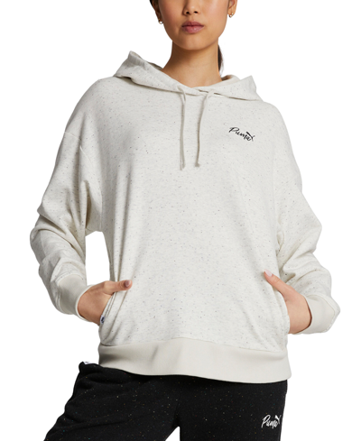 Shop Puma Women's Live In Cotton Pullover Logo Hoodie In Gray