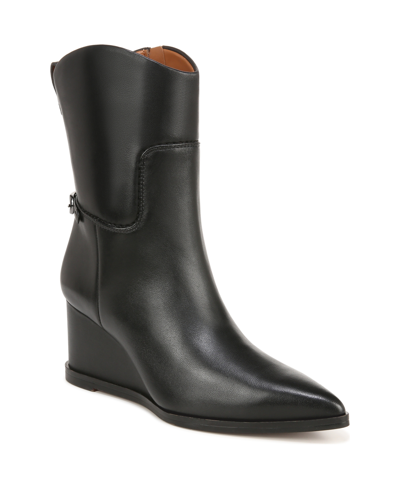 Shop Franco Sarto Etta Pointed Toe Wedge Booties In Black Leather