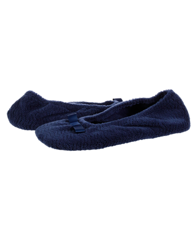 Shop Isotoner Signature Women's Chevron Micro Terry Ballerina Slipper In Navy Blue