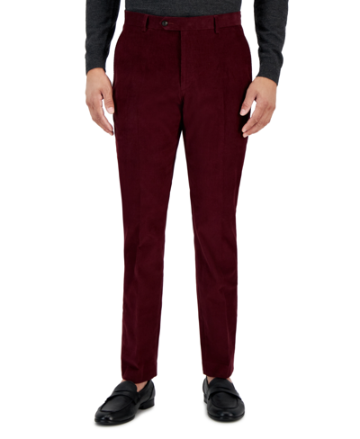 Shop Tommy Hilfiger Men's Modern-fit Solid Corduroy Pants In Burgundy