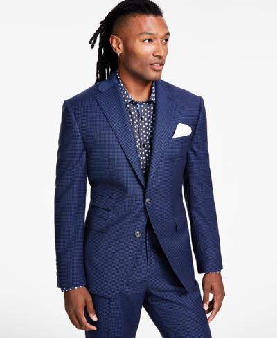 Shop Tayion Collection Men's Classic-fit Stretch Navy Houndstooth Suit Separates Jacket
