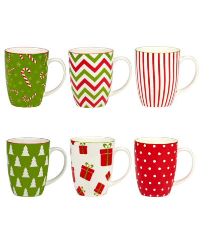 Certified International Holiday Fun 16 oz Mugs Set Of 6, Service For 6 In Multi