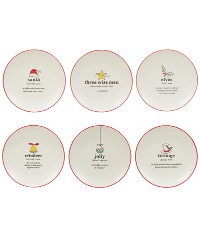 Certified International Christmas Fun Sayings 8.5" Dessert Plates Set Of 6 In Multi
