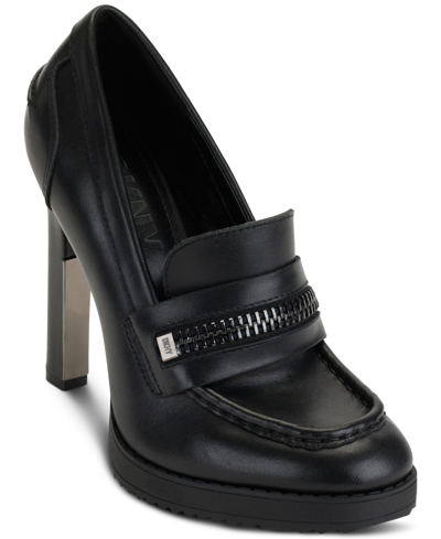 Shop Dkny Women's Julianne Slip-on Zipper Loafer Pumps In Black