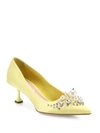 MIU MIU Embellished Satin Point-Toe Pumps