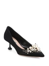 MIU MIU Embellished Satin Point-Toe Pumps