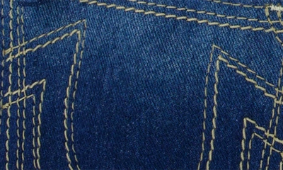 True Religion Brand Jeans Horseshoe Stitched Denim Shoulder Bag In Dark Denim