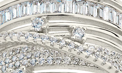 Sterling Forever Rhodium Plated Cz Raven Half-eternity Ring In Silver