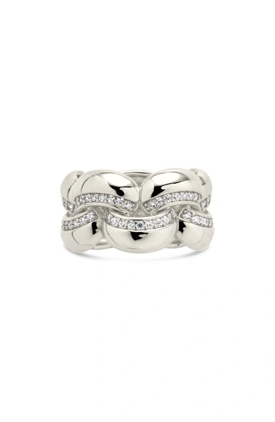 Shop Sterling Forever Regan Cz Puffed Band Ring In Silver