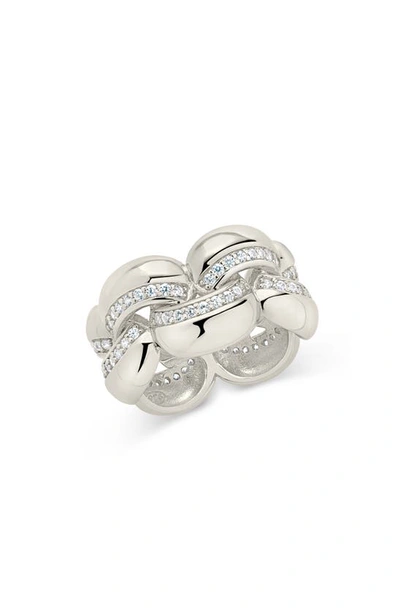 Shop Sterling Forever Regan Cz Puffed Band Ring In Silver