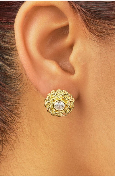 Sterling Forever Cubic Zirconia Lanira Stud Earrings In Gold
